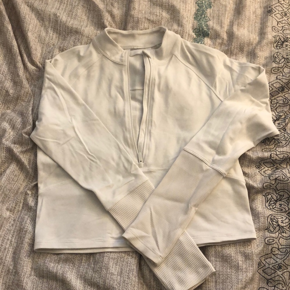 Lululemon Long Sleeve Crop Top, White, Size 8
